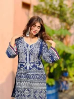 Luxury Embroidery 2pis (Blue)